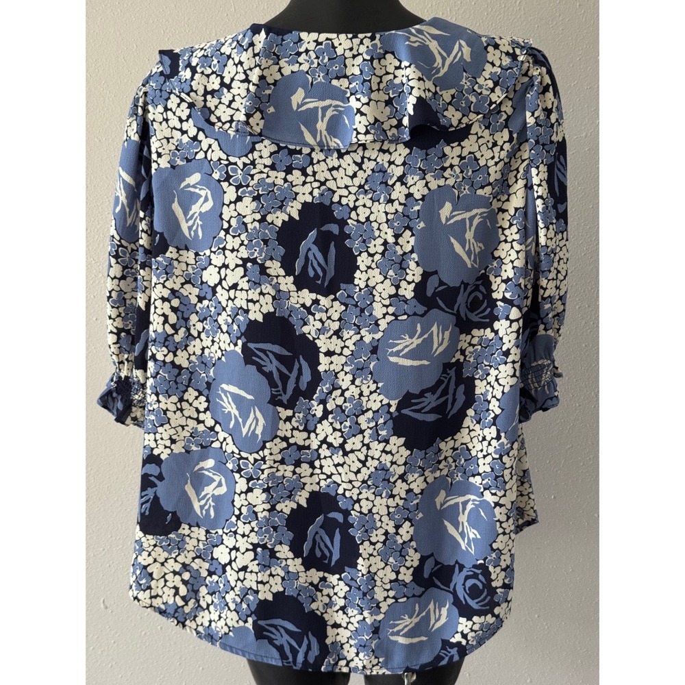 Lauren Ralph Lauren Women's Sz 1X Top Floral Ruffle Puff Sleeve Preppy Feminine - Picture 2 of 6
